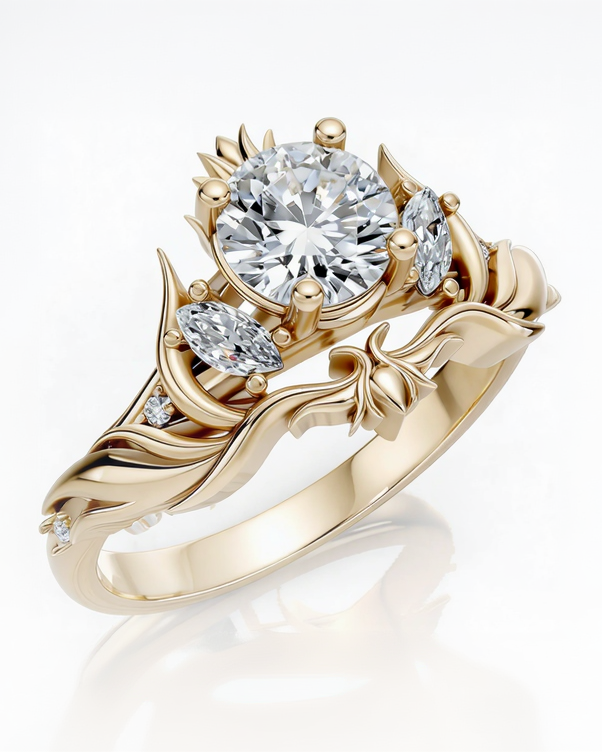 Syris: Engagement ring with round-cut lab-grown diamond