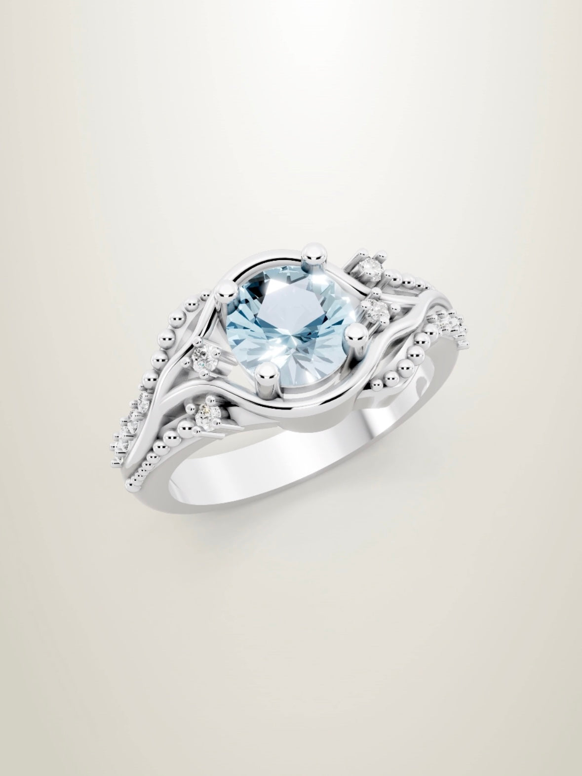 Sea inspired blue diamond ring in white gold