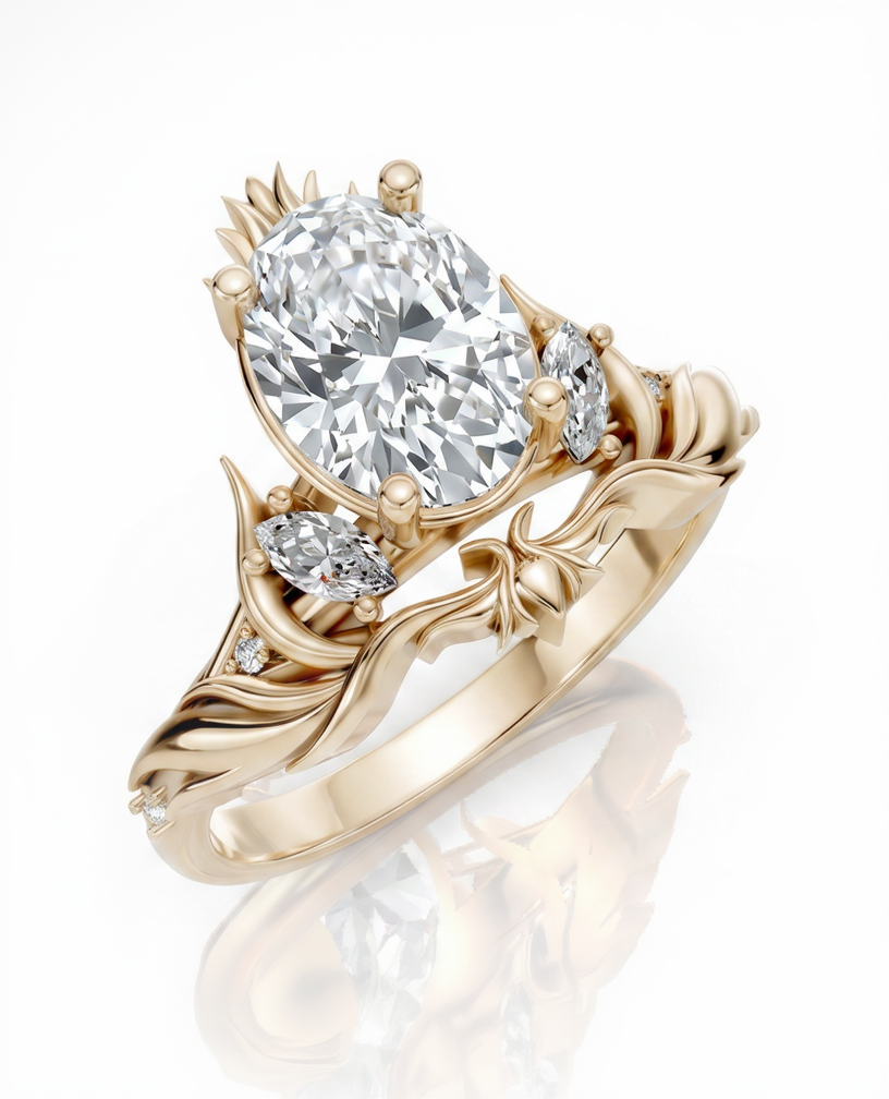 Syris: Engagement ring with oval-cut lab-grown diamond