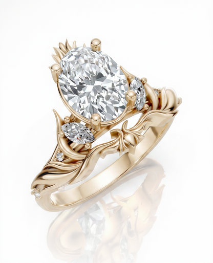 Syris: Engagement ring with oval-cut lab-grown diamond