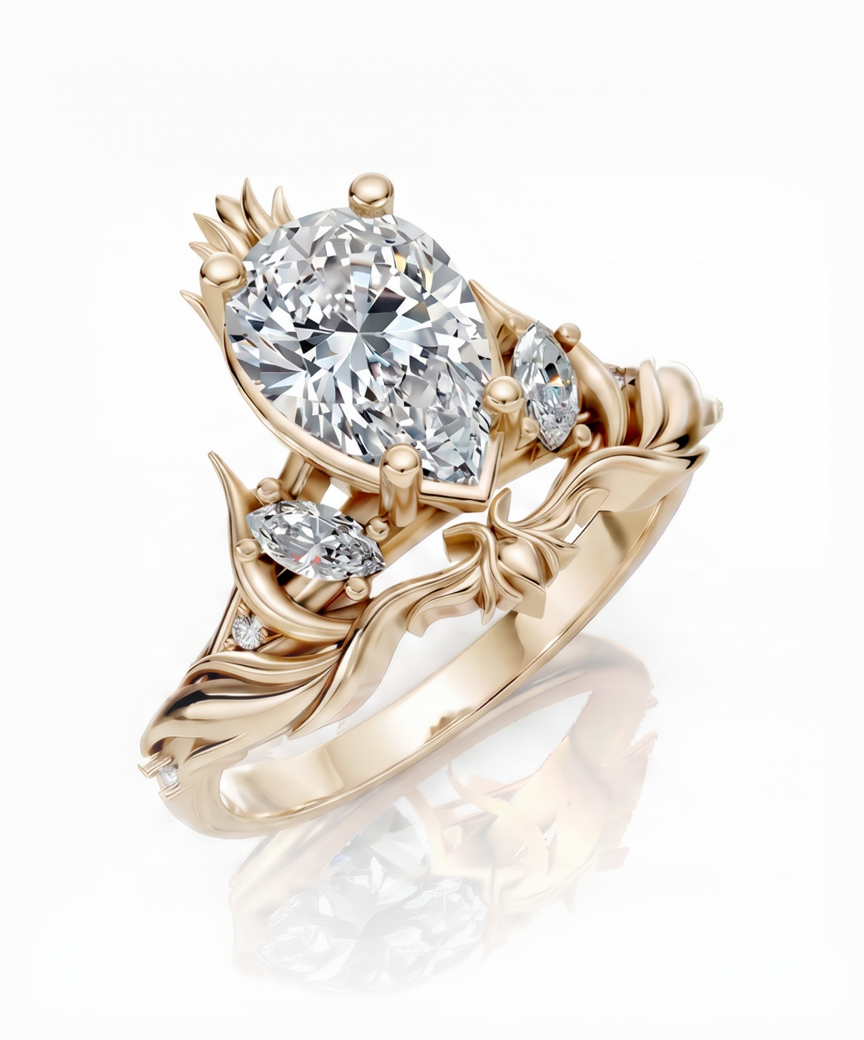 Syris: Engagement ring with pear-cut lab-grown diamond