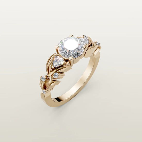Nature inspired round-cut diamond ring