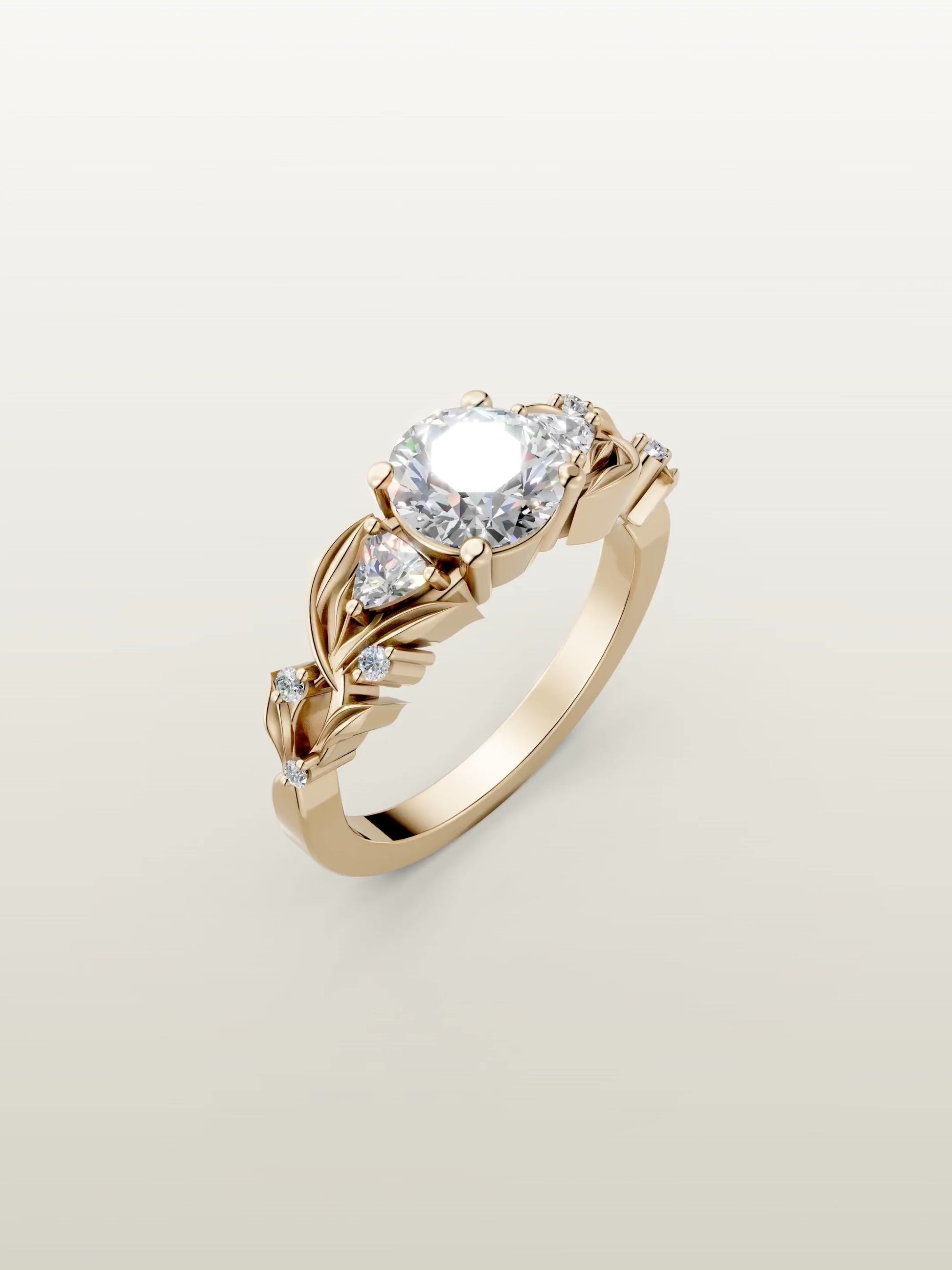 Nature inspired round-cut diamond ring