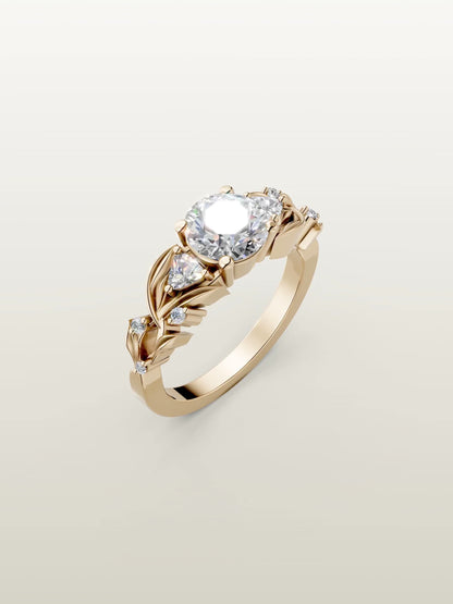 Nature inspired round-cut diamond ring